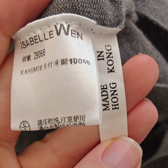 Isabelle Wen 100% Grey Cashmere Crystal Buttons Cardigan S - Picture 8 of 8